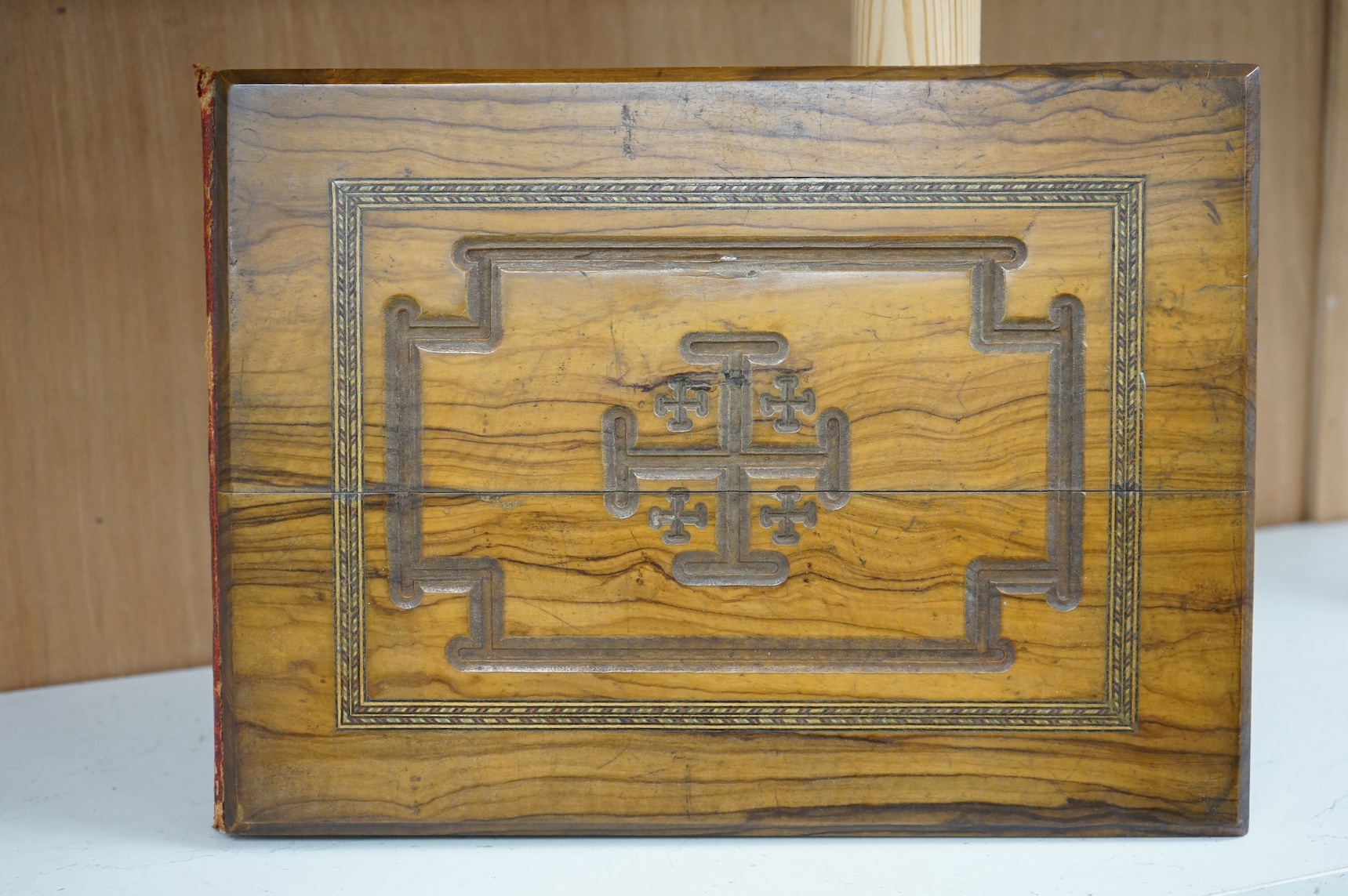 An early 20th century olive wood album, photographs of the Holy land, by Vester & Co. Condition - fair to good